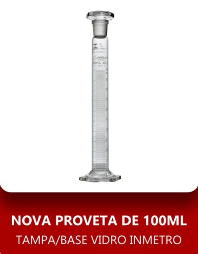 Nova Proveta de 100ml (Tampa/Base Vidro Inmetro)
